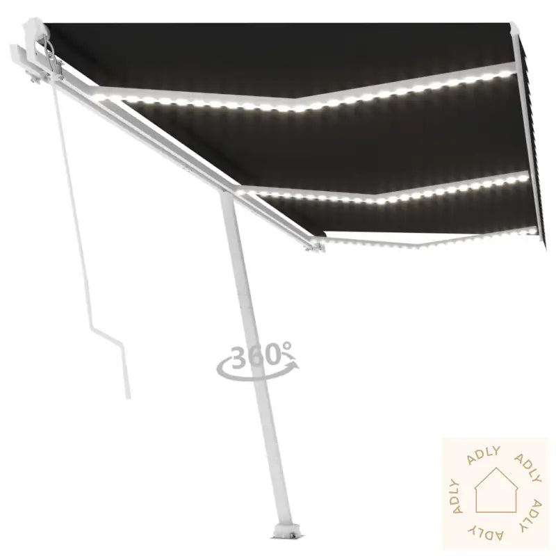 Manuell Uttrekkbar Markise Med Led 600X350 Cm Antrasitt