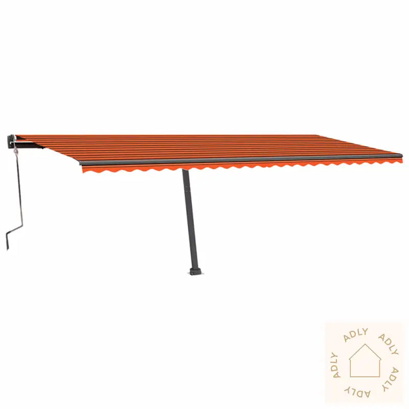 Manuell Uttrekkbar Markise Med Led 600X350 Cm Oransje Og Brun
