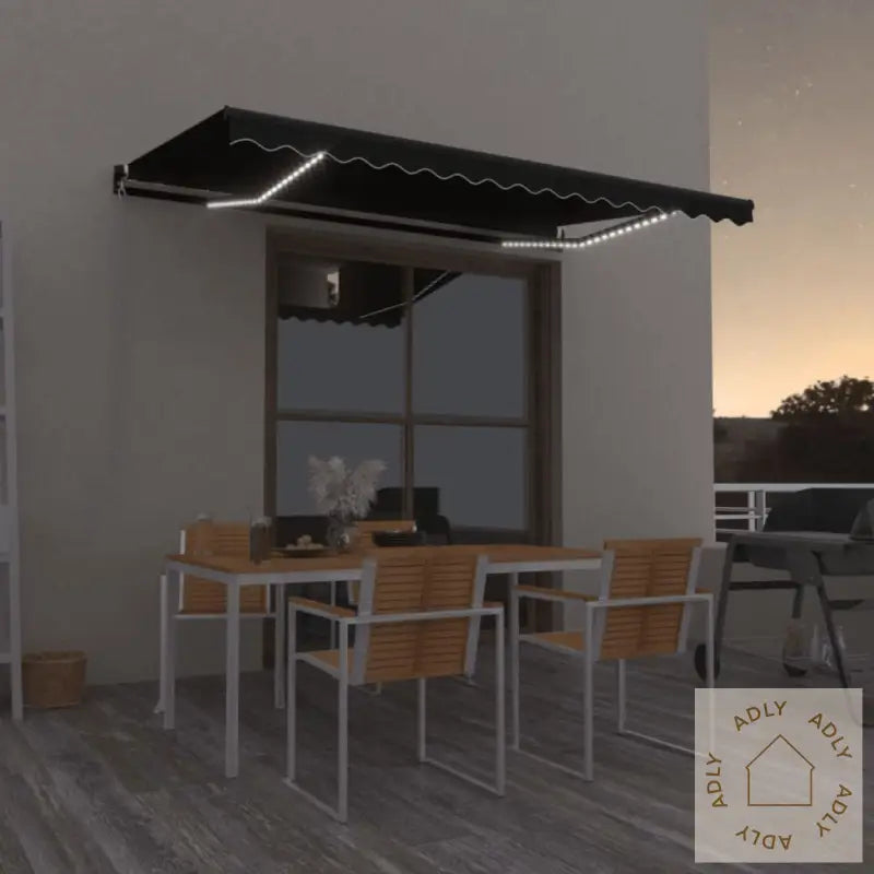 Manuell Uttrekkbar Markise Med Led 450X350 Cm Antrasitt