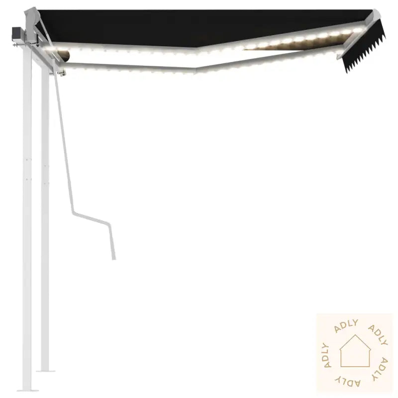 Manuell Uttrekkbar Markise Med Led 3,5X2,5 M Antrasitt