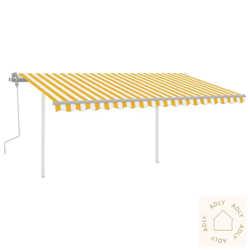 Manuell Uttrekkbar Markise Med Led 4,5X3,5 M Gul Og Hvit