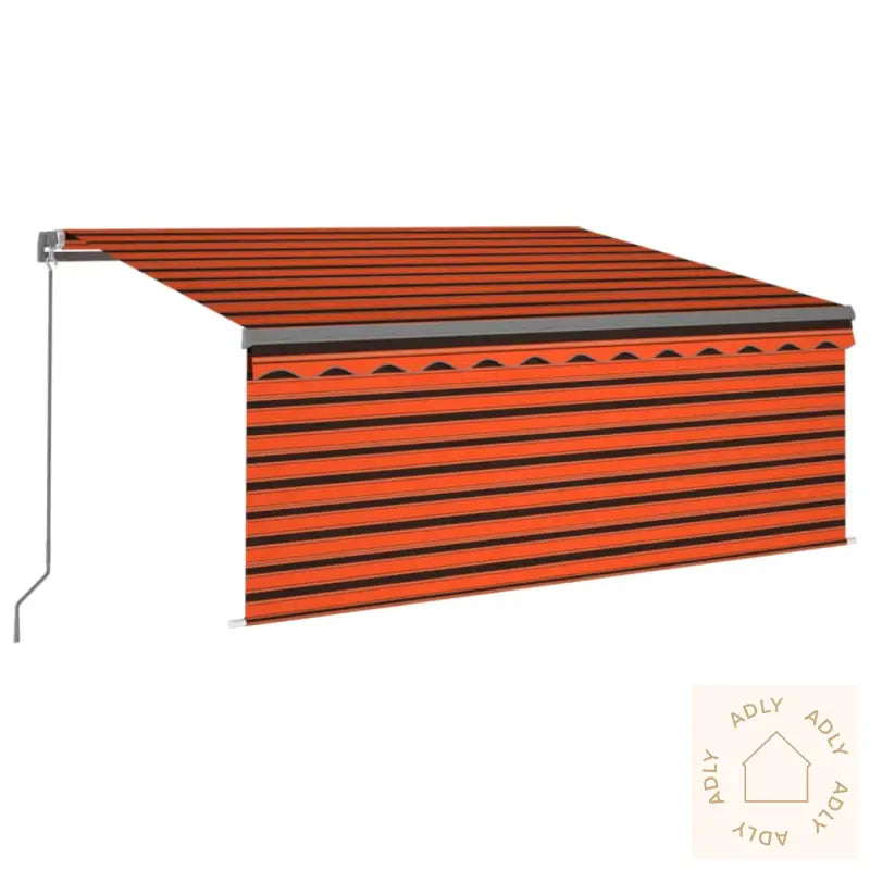 Manuell Uttrekkbar Markise Rullegardin&Led 3X2,5M Oransje Brun