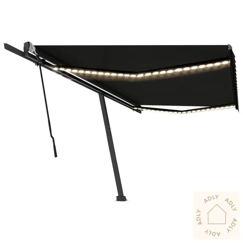 Manuell Uttrekkbar Markise Med Led 500X350 Cm Antrasitt