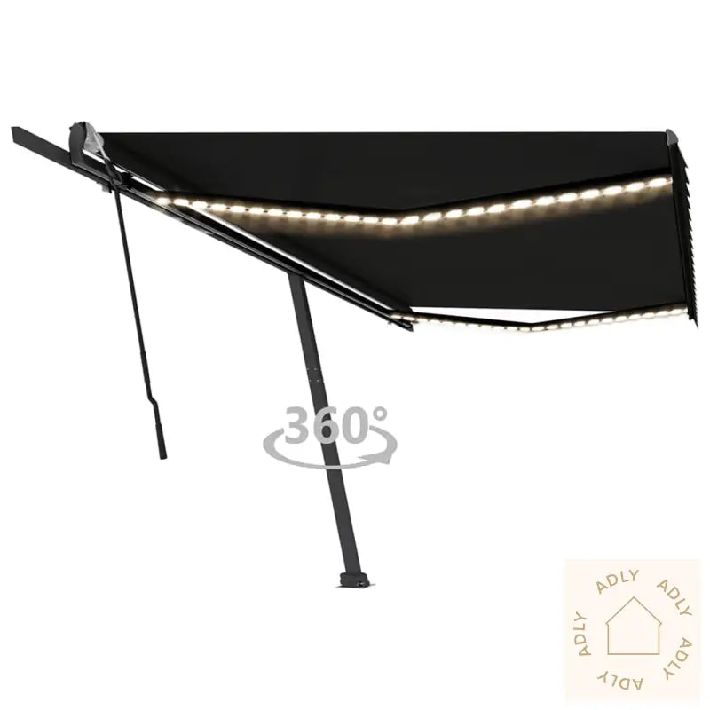 Manuell Uttrekkbar Markise Med Led 500X350 Cm Antrasitt