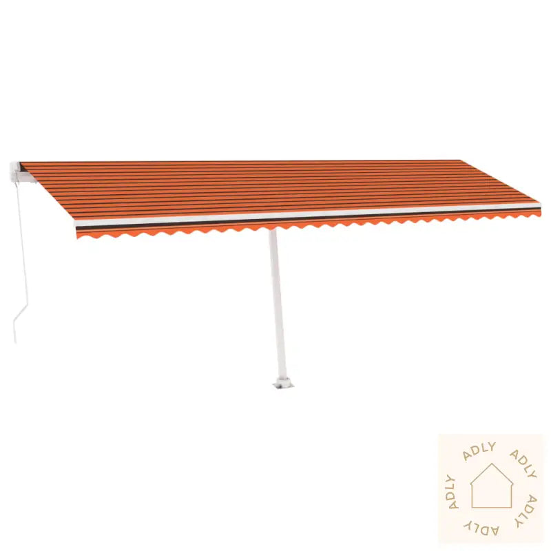 Frittstående Manuell Uttrekkbar Markise 600X350 Cm Oransje Brun