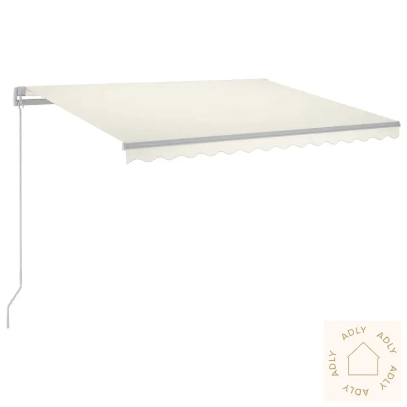 Manuell Uttrekkbar Markise Med Led 300X250 Cm Kremhvit