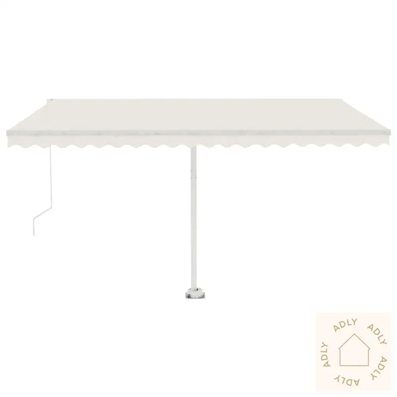 Manuell Uttrekkbar Markise Med Led 400X350 Cm Kremhvit