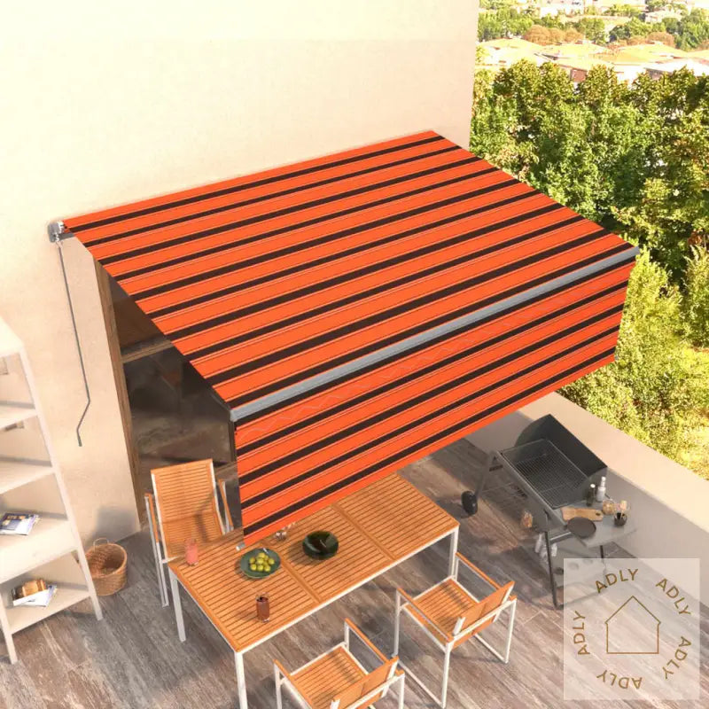 Manuell Uttrekkbar Markise Rullegardin 4,5X3 M Oransje Brun