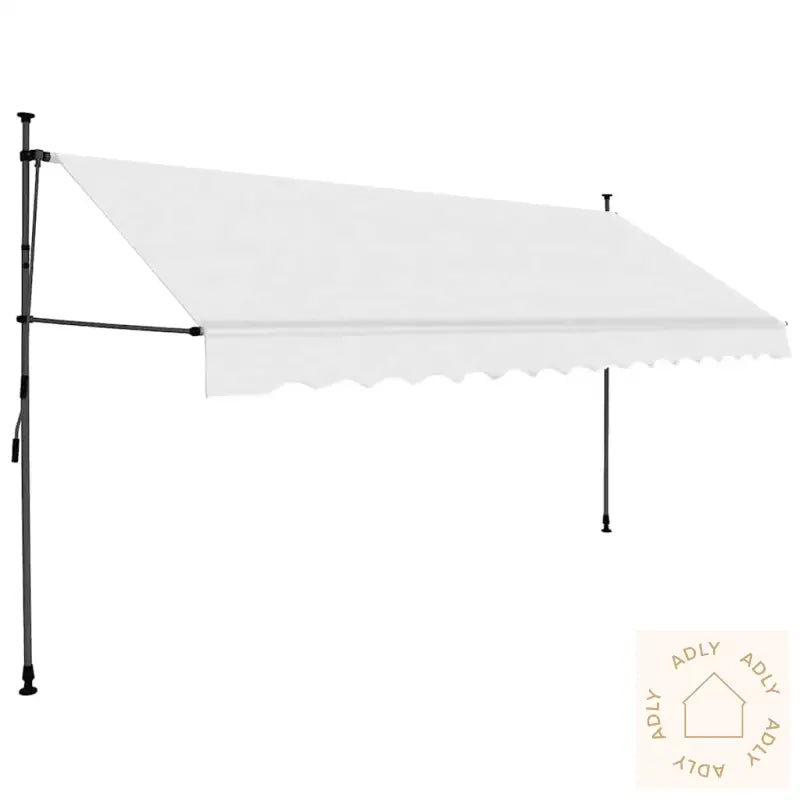 Manuell Uttrekkbar Markise Med Led 400 Cm Kremhvit