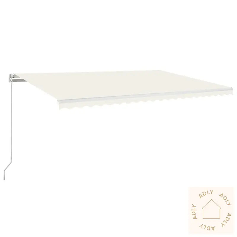 Manuell Uttrekkbar Markise Med Led 500X350 Cm Kremhvit