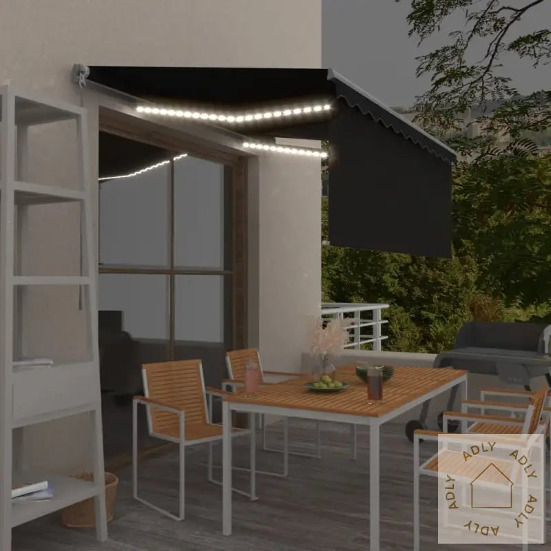 Manuell Uttrekkbar Markise Rullegardin Led 3X2,5 M Antrasitt