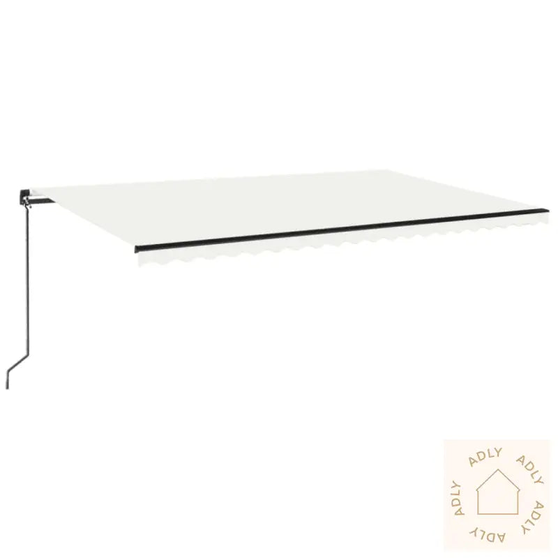 Manuell Uttrekkbar Markise Med Led 500X350 Cm Kremhvit