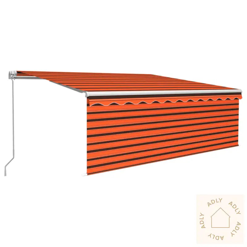 Manuell Uttrekkbar Markise Rullegardin Led 4,5X3 M Oransje Brun