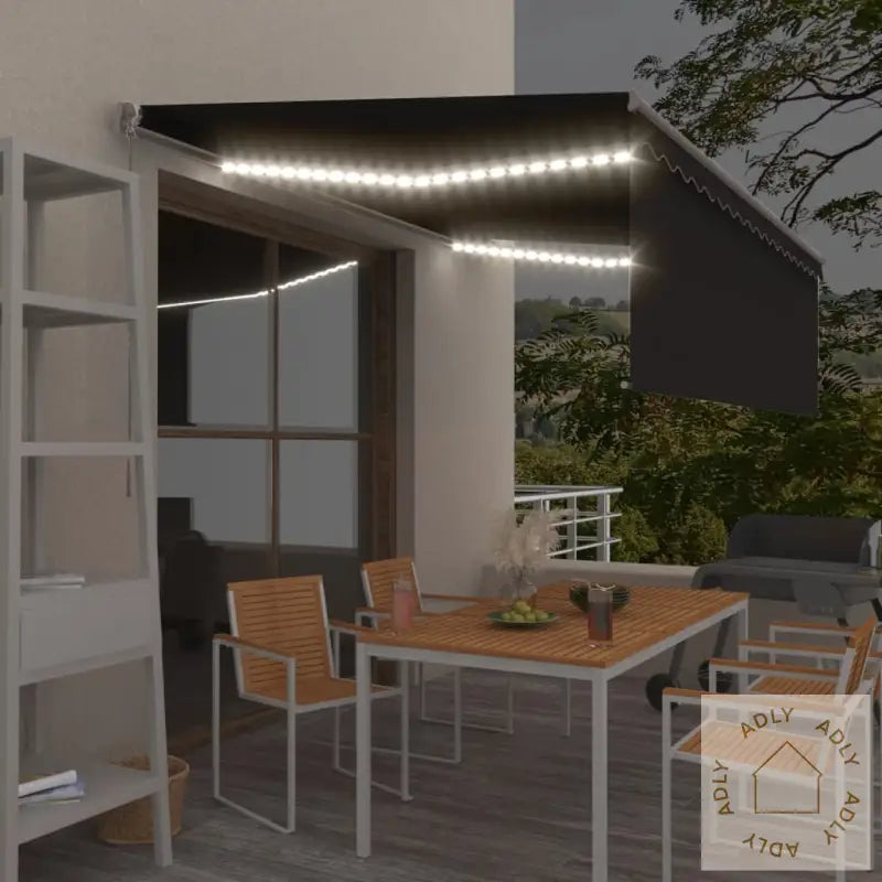 Manuell Uttrekkbar Markise Rullegardin Og Led 4X3 M Antrasitt