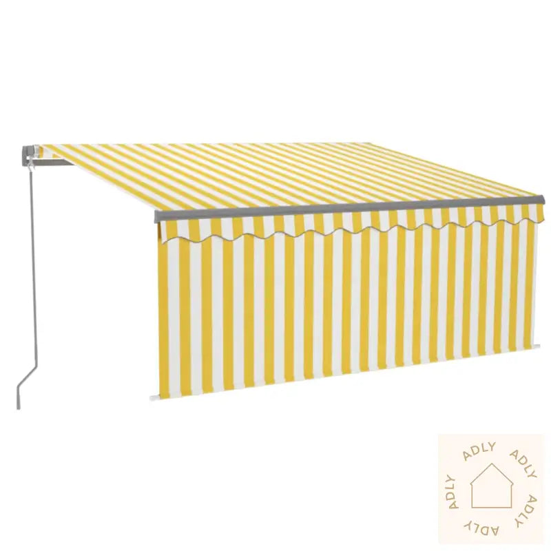 Manuell Uttrekkbar Markise Rullegardin&Led 3,5X2,5 M Gul Hvit