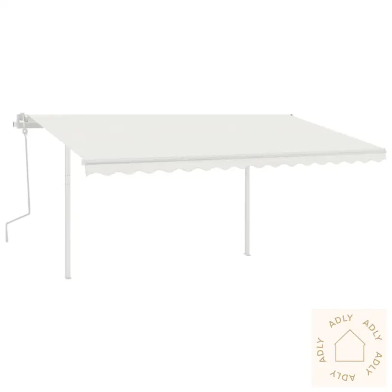 Manuell Uttrekkbar Markise Med Led 4X3,5 M Kremhvit
