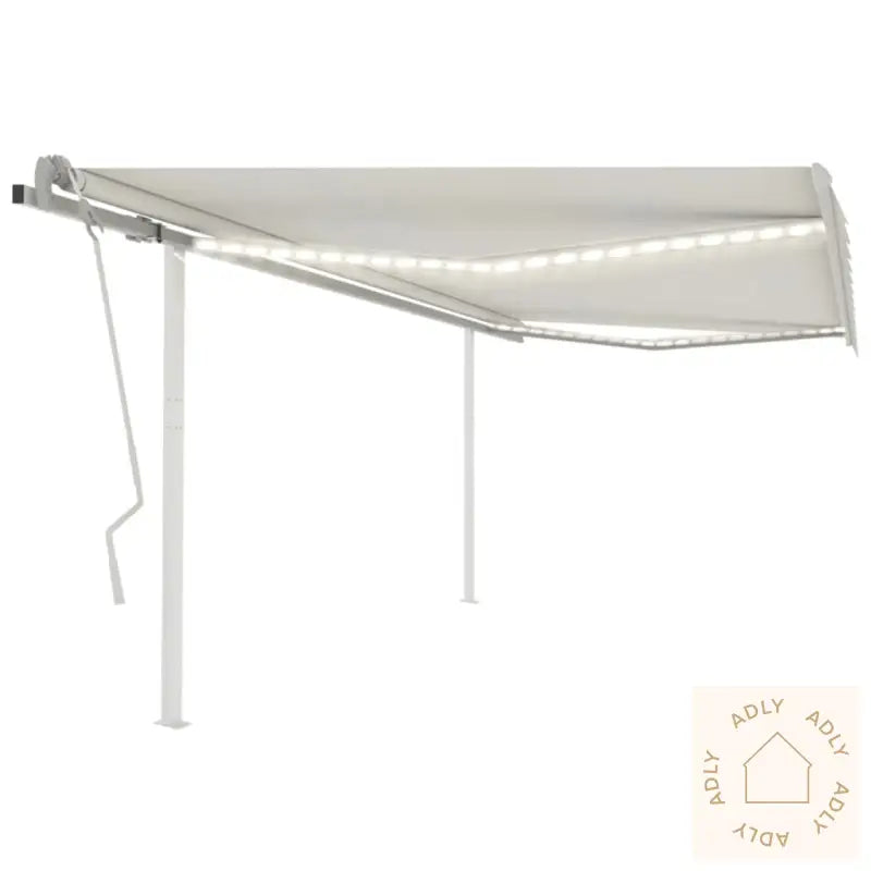 Manuell Uttrekkbar Markise Med Led 4X3,5 M Kremhvit