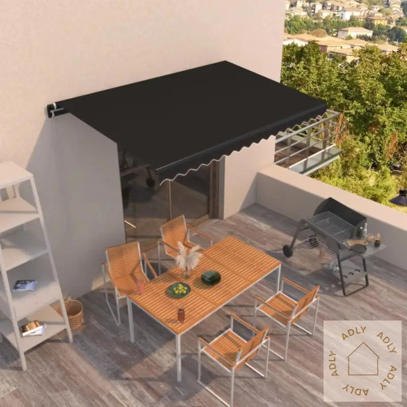 Manuell Uttrekkbar Markise 400X350 Cm Antrasitt