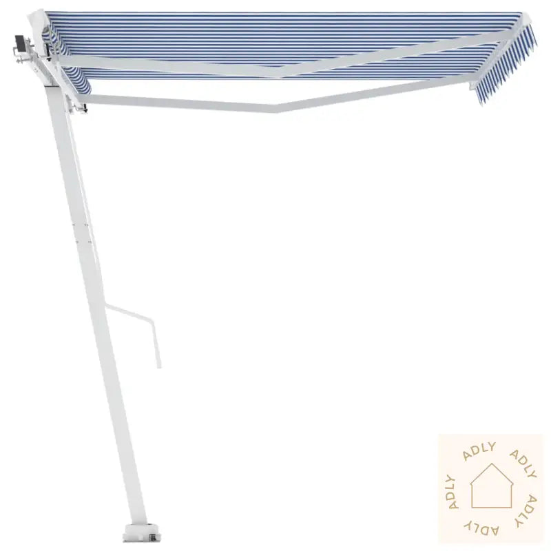 Frittstående Manuell Uttrekkbar Markise 350X250 Cm Blå/Hvit