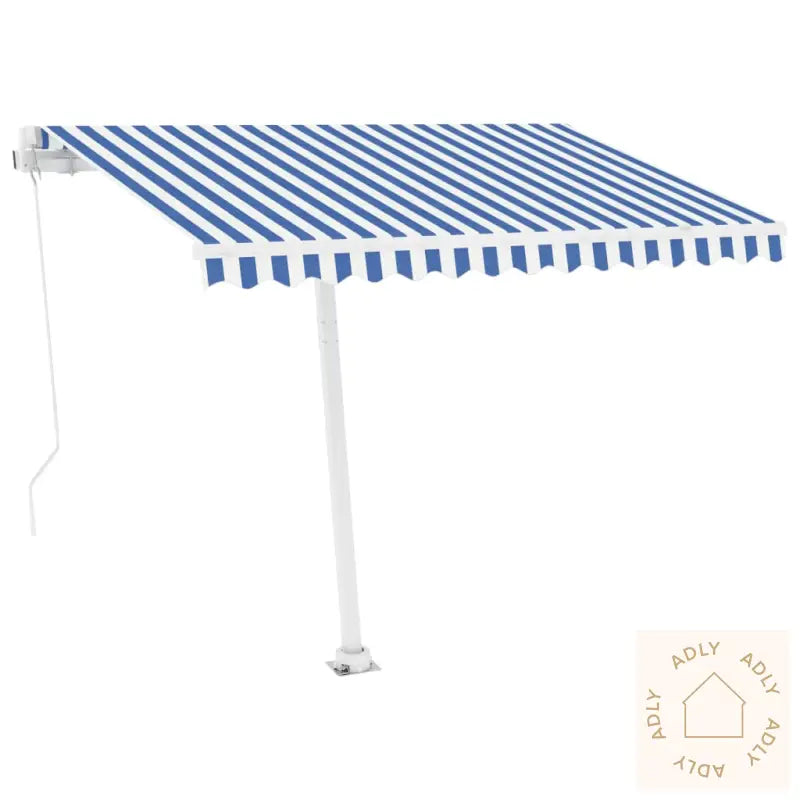 Frittstående Manuell Uttrekkbar Markise 300X250 Cm Blå Og Hvit