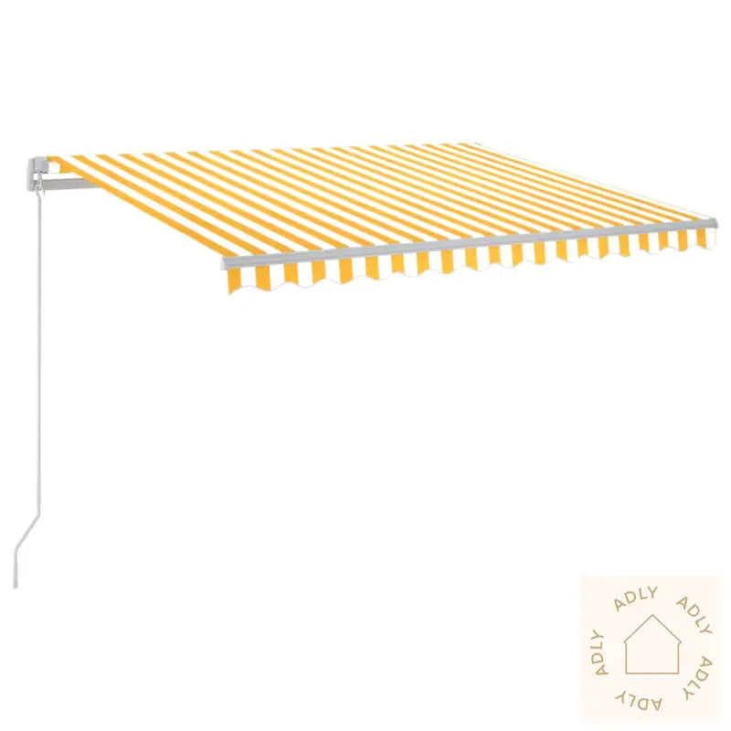 Manuell Uttrekkbar Markise Med Led 300X250 Cm Gul Og Hvit