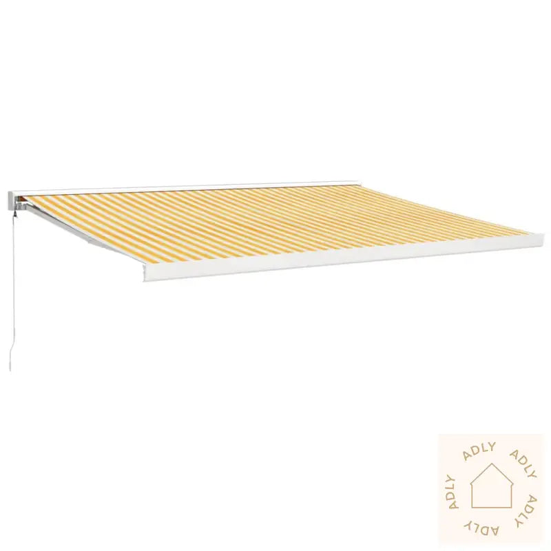 Uttrekkbar Markise Gul Og Hvit 4,5X3 M Stoff Og Aluminium