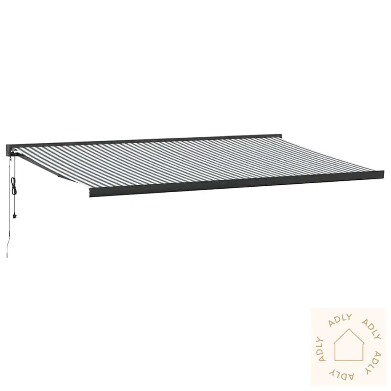 Uttrekkbar Markise Antrasitt Og Hvit 5X3 M Stoff Og Aluminium