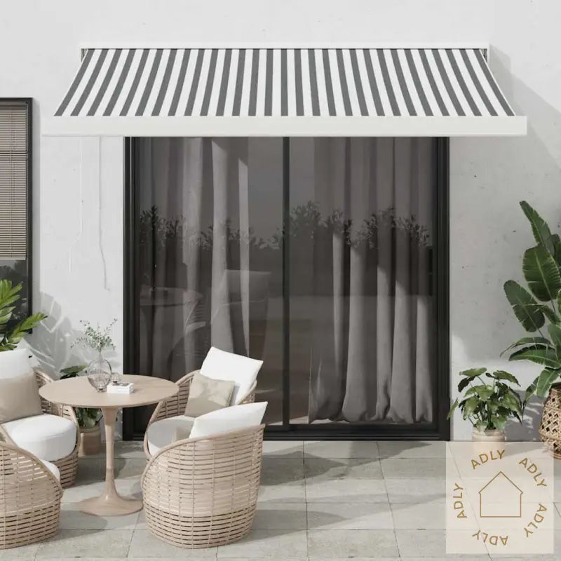 Uttrekkbar Markise Antrasitt Og Hvit 3,5X2,5 M Stoff Aluminium