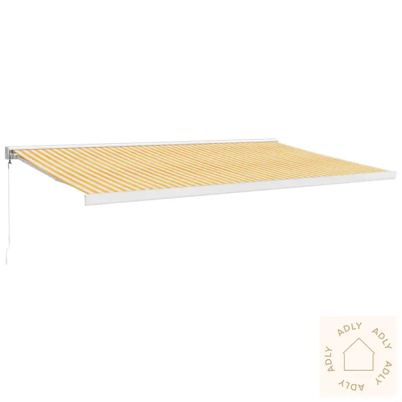 Uttrekkbar Markise Gul Og Hvit 5X3 M Stoff Og Aluminium