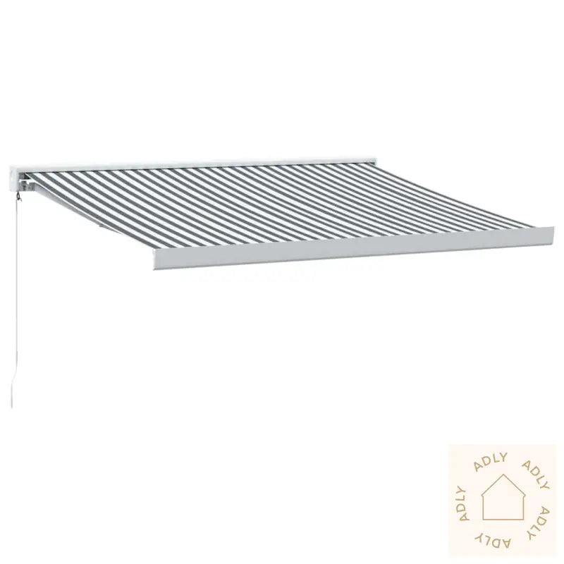 Uttrekkbar Markise Antrasitt Og Hvit 3,5X2,5 M Stoff Aluminium