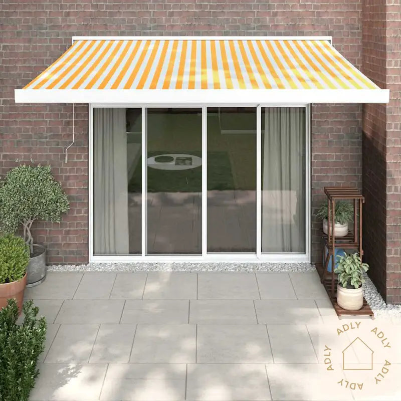Uttrekkbar Markise Gul Og Hvit 3X2,5 M Stoff Og Aluminium