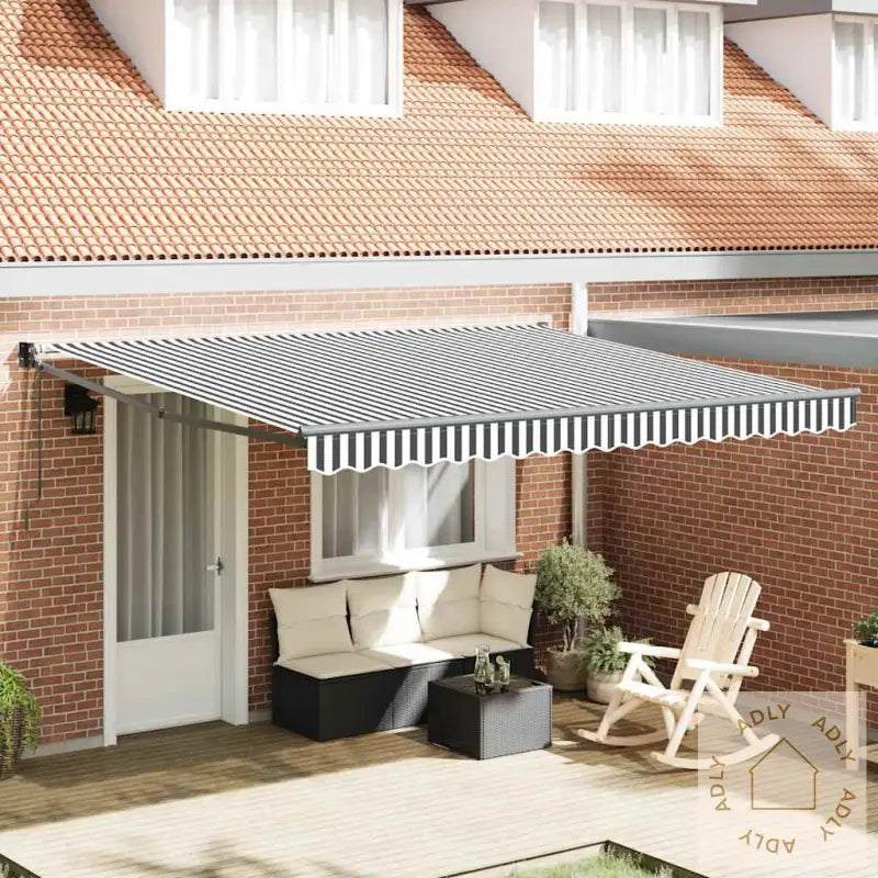 Uttrekkbar Markise Antrasitt Og Hvit 4X3 M Stoff Og Aluminium