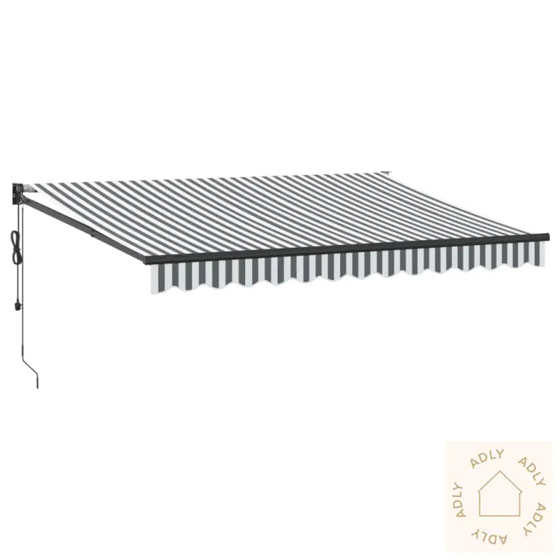 Uttrekkbar Markise Antrasitt Og Hvit 3,5X2,5 M Stoff Aluminium