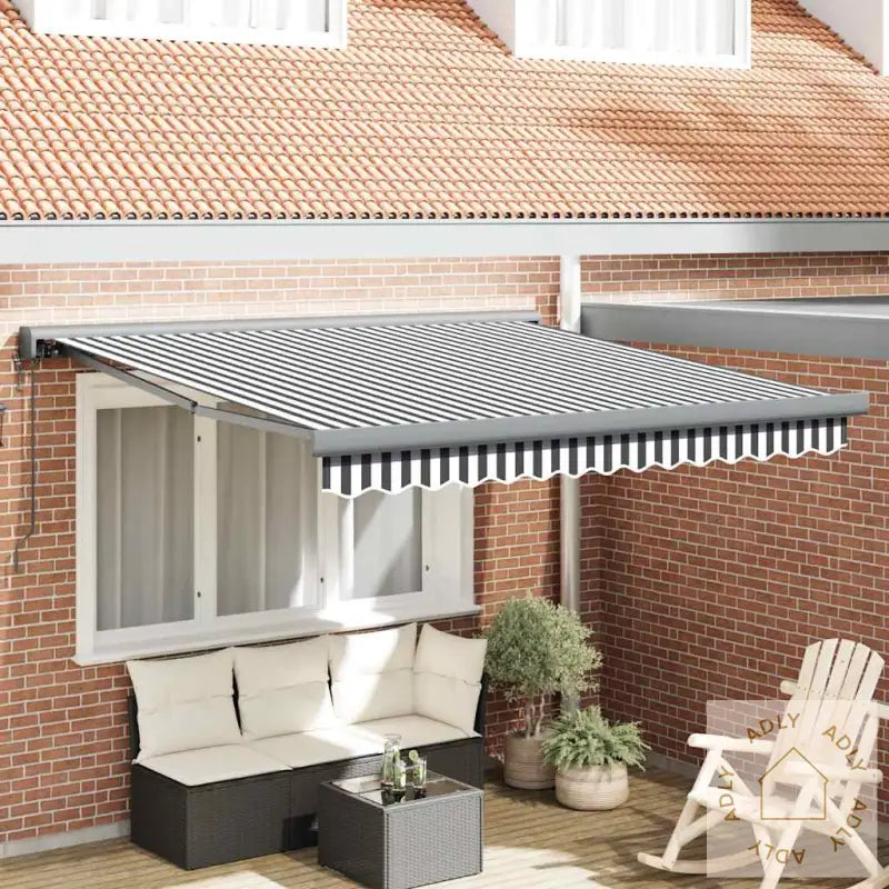 Uttrekkbar Markise Antrasitt Og Hvit 3X2,5 M Stoff Og Aluminium