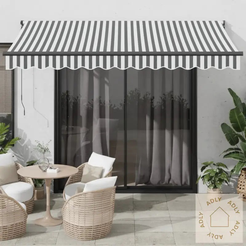 Uttrekkbar Markise Antrasitt Og Hvit 3,5X2,5 M Stoff Aluminium