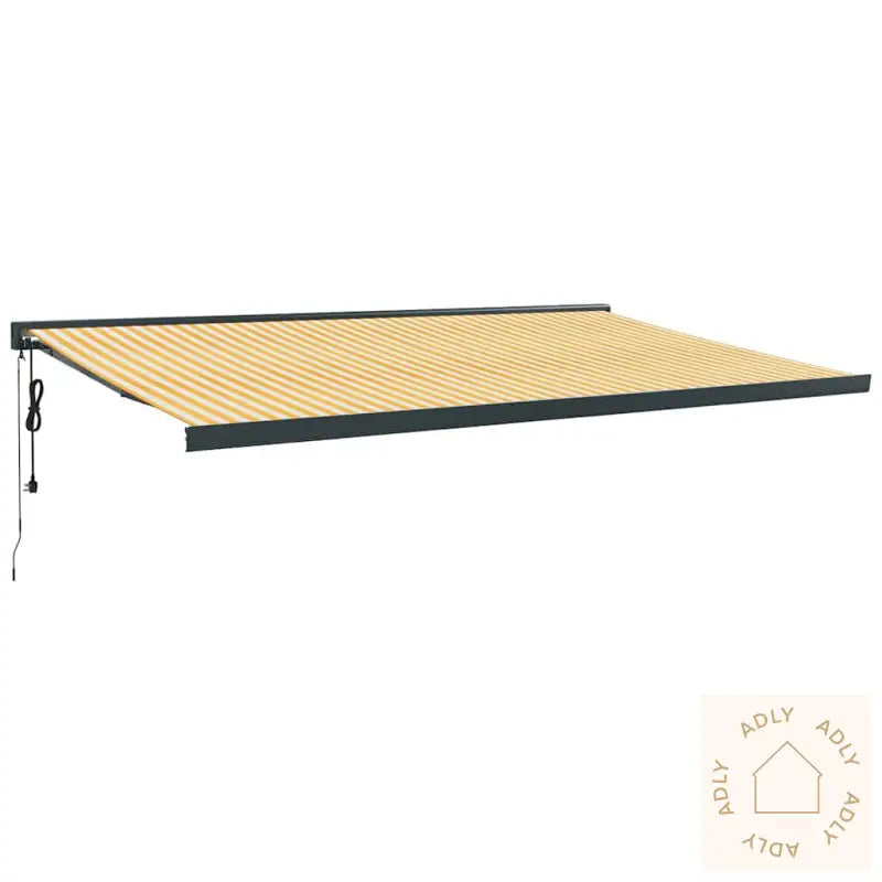 Uttrekkbar Markise Gul Og Hvit 5X3 M Stoff Og Aluminium