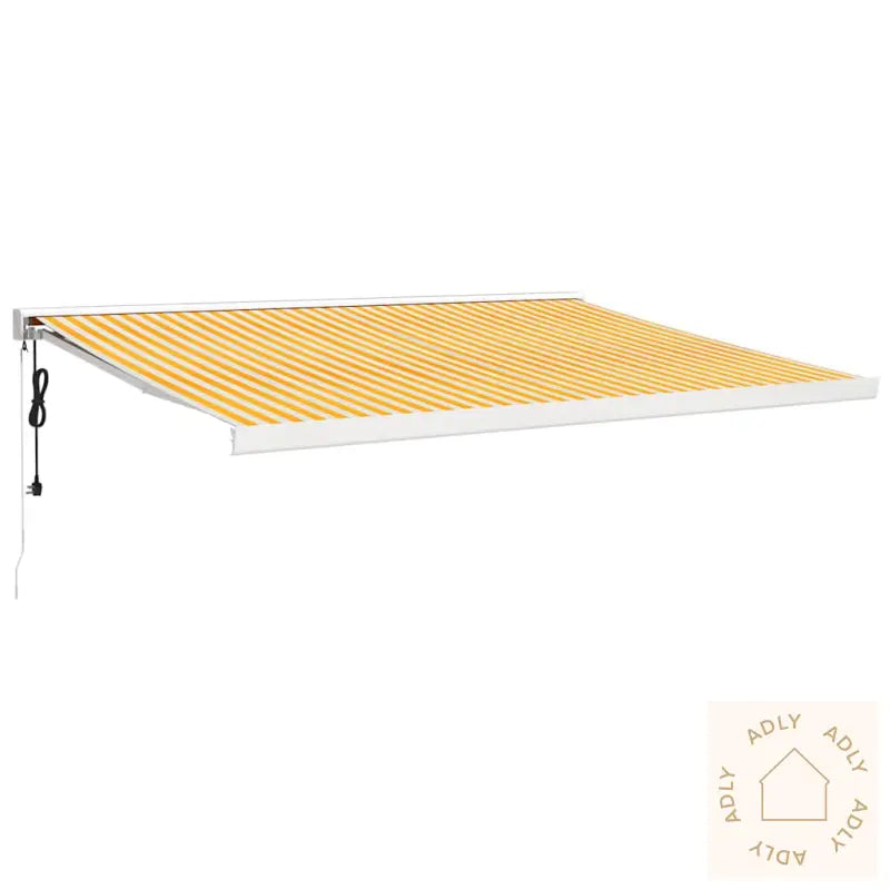 Uttrekkbar Markise Gul Og Hvit 4,5X3 M Stoff Og Aluminium