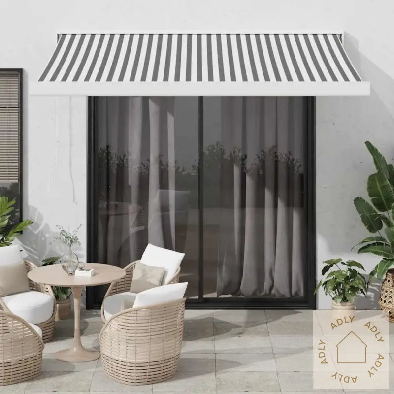 Uttrekkbar Markise Antrasitt Og Hvit 3,5X2,5 M Stoff Aluminium