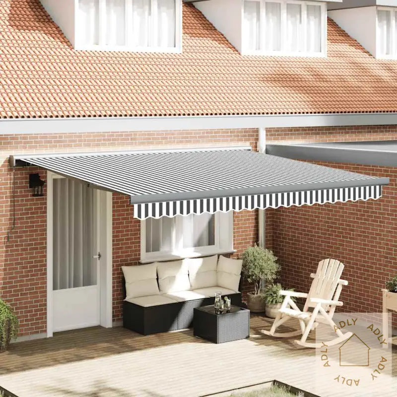 Uttrekkbar Markise Antrasitt Og Hvit 4X3 M Stoff Og Aluminium