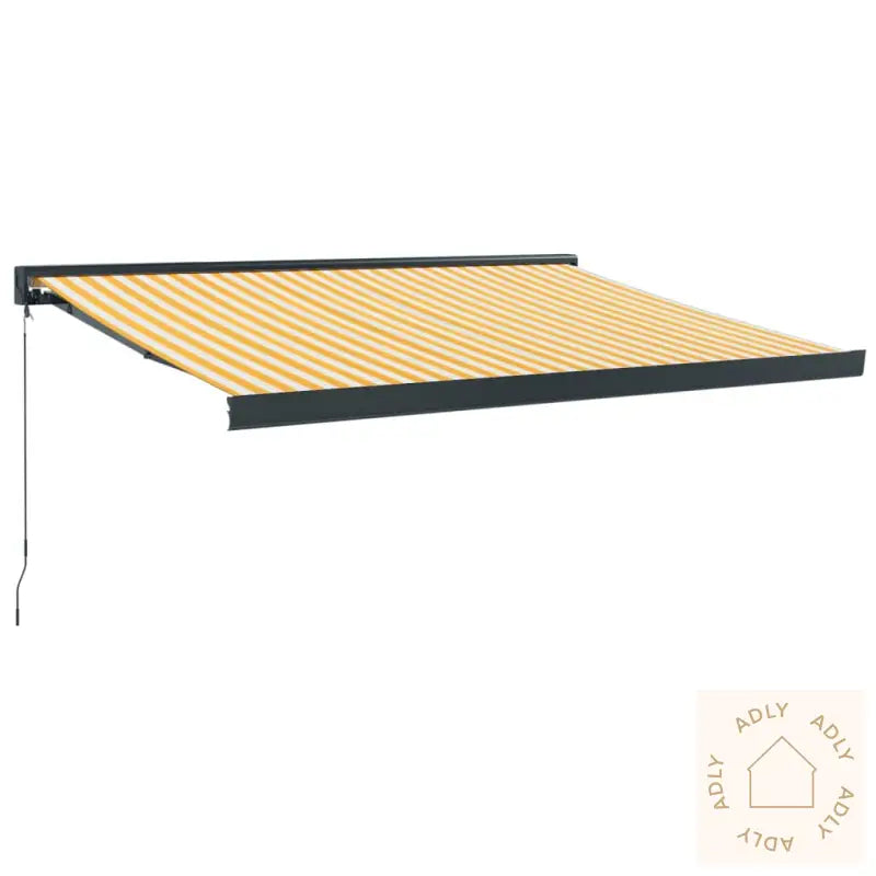 Uttrekkbar Markise Gul Og Hvit 3,5X2,5 M Stoff Og Aluminium