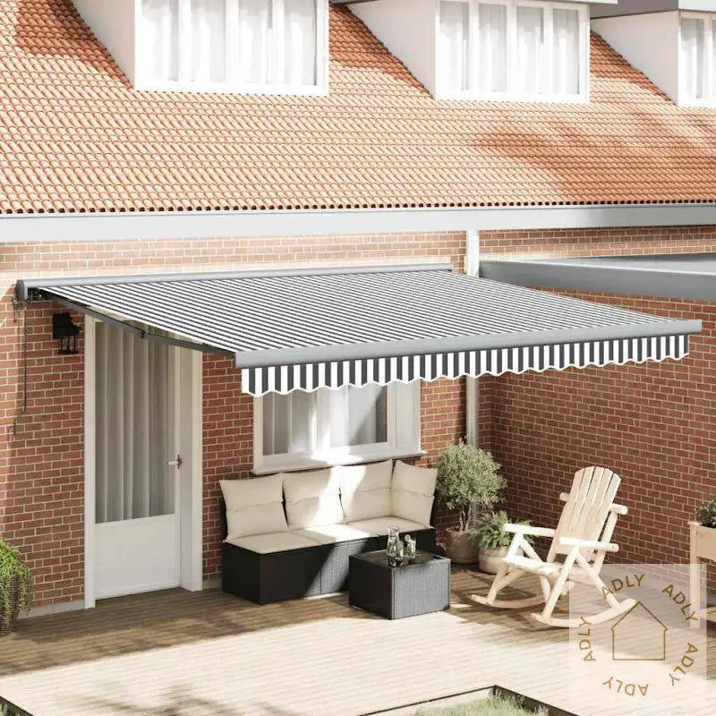 Uttrekkbar Markise Antrasitt Og Hvit 4X3 M Stoff Og Aluminium
