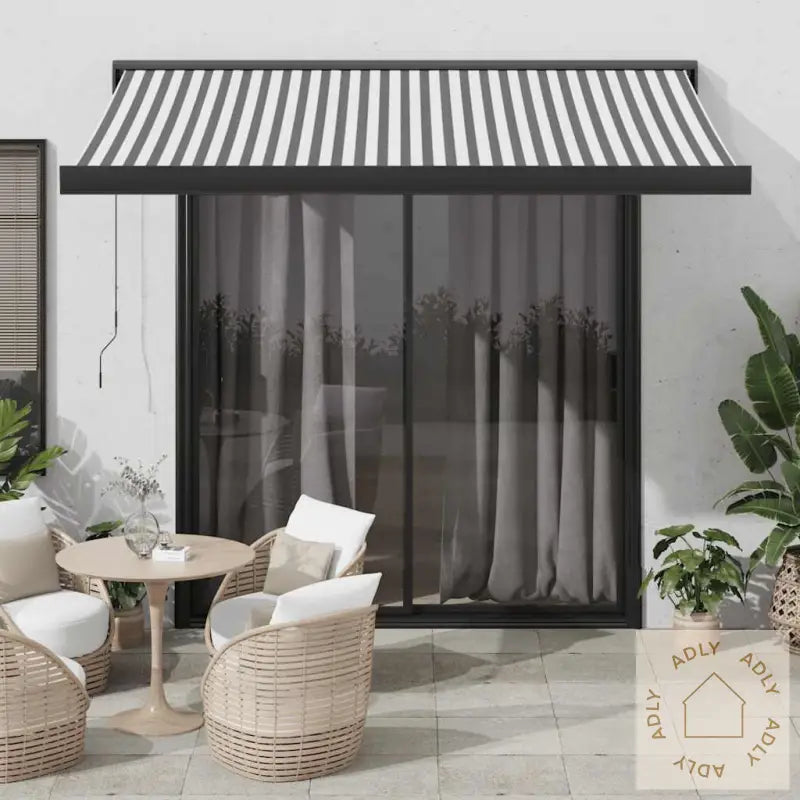 Uttrekkbar Markise Antrasitt Og Hvit 3,5X2,5 M Stoff Aluminium