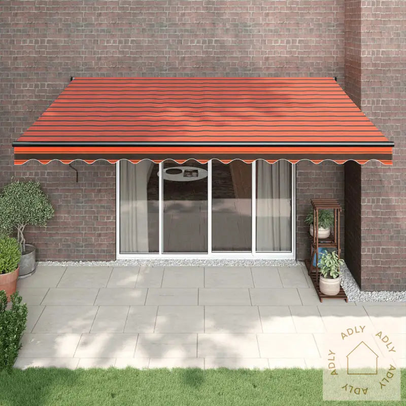 Uttrekkbar Markise Oransje Og Brun 4,5X3 M Stoff Og Aluminium