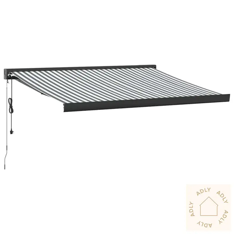 Uttrekkbar Markise Antrasitt Og Hvit 3,5X2,5 M Stoff Aluminium