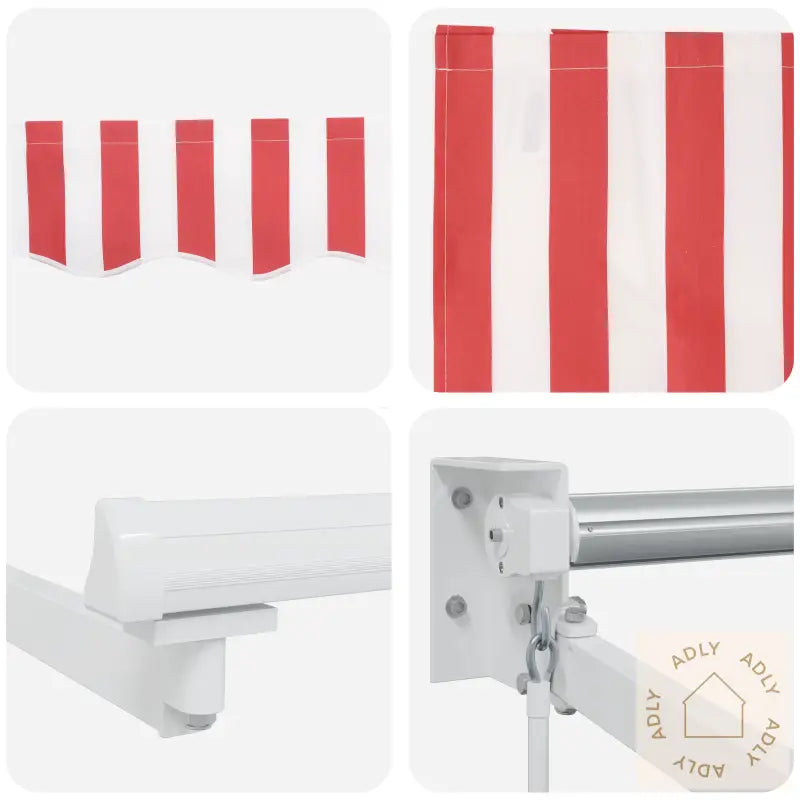 Manuell Uttrekkbar Markise Røde Og Hvite Striper 500X300 Cm
