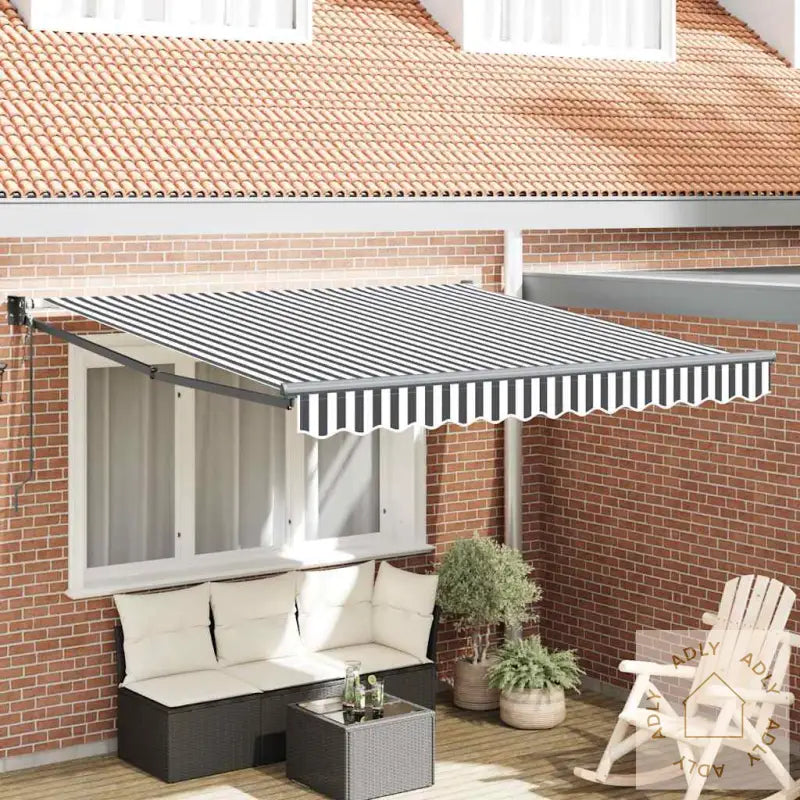 Uttrekkbar Markise Antrasitt Og Hvit 3X2,5 M Stoff Og Aluminium
