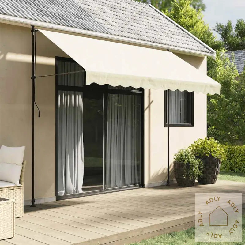 Uttrekkbar Markise Kremhvit 300X150 Cm Stoff Og Stål