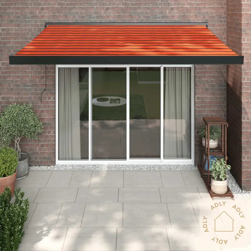 Uttrekkbar Markise Oransje Og Brun 3X2,5 M Stoff Og Aluminium