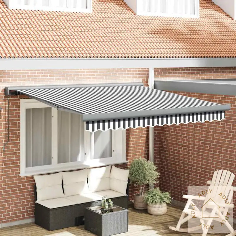 Uttrekkbar Markise Antrasitt Og Hvit 3X2,5 M Stoff Og Aluminium