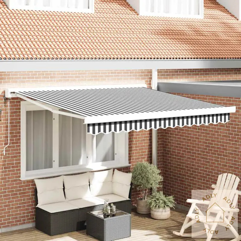 Uttrekkbar Markise Antrasitt Og Hvit 3X2,5 M Stoff Og Aluminium